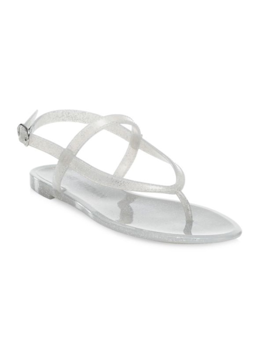 Stuart Weitzman Summer Jelly Sandals in Silver, size 10